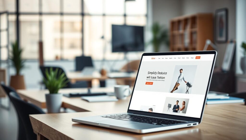 A modern, minimalist website company profile showcasing the brand 