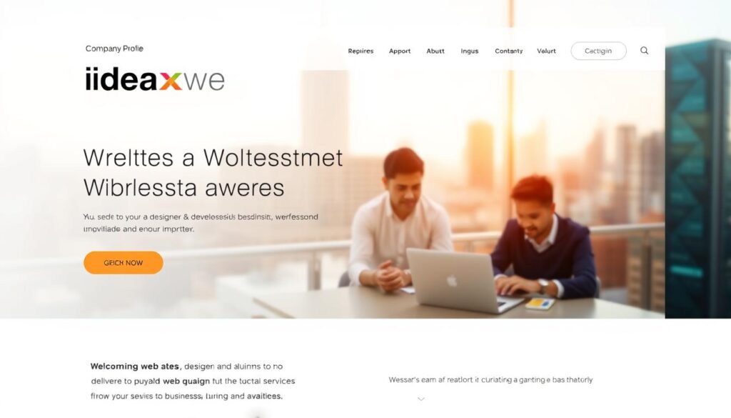 A professional and modern website company profile showcasing the brand 