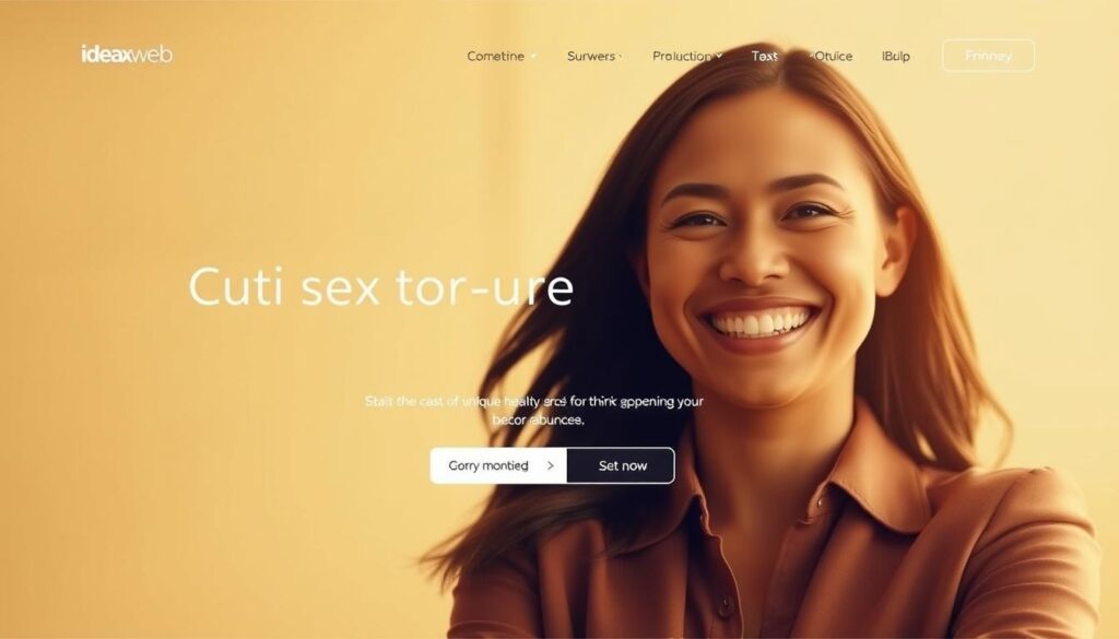 A sleek, modern landing page design featuring a warm, inviting color palette of earthy tones and a clean, minimalist layout. In the foreground, a large, high-quality image of a smiling business professional, captured with a shallow depth of field and warm, natural lighting. The middle ground showcases a concise, compelling headline and a brief, persuasive call-to-action, rendered in a elegant, legible typeface. The background features a subtle, textured pattern or gradient, adding depth and visual interest without distracting from the core content. The overall aesthetic conveys professionalism, trustworthiness, and the unique value proposition of the 