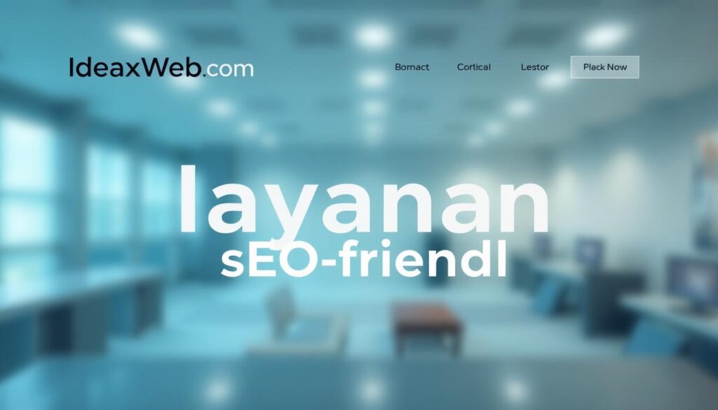 A clean, modern-looking website interface against a blurred background showcasing the text 