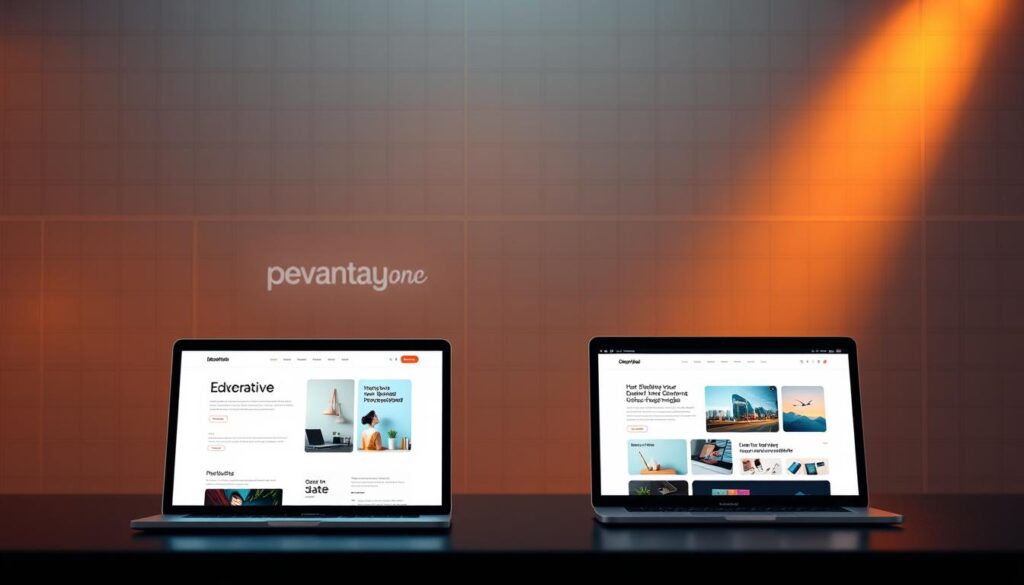 A professional website design showcasing the advantages of IdeaxWeb.com's expertise. In the foreground, a minimalist, visually striking website layout with clean typography, vibrant colors, and intuitive navigation. The middle ground highlights sleek, responsive design that adapts seamlessly across devices. In the background, a subtle grid pattern symbolizes the technical precision and attention to detail. Warm, directional lighting creates depth and emphasizes the design's elegant simplicity. The overall composition conveys professionalism, innovation, and a user-centric approach to web development.