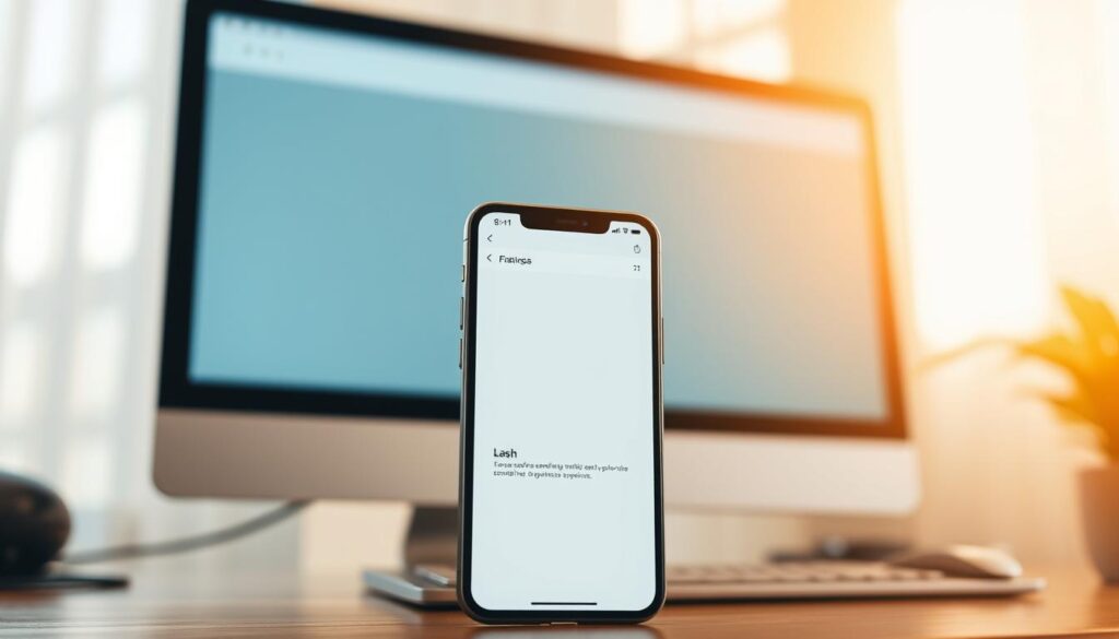 A responsive web design with IdeaxWeb.com showcasing a clean, minimalist layout. The foreground features a smartphone displaying a well-structured, mobile-optimized website, highlighting seamless user experience across devices. The background depicts a desktop monitor, emphasizing the adaptability of the design. Warm, natural lighting casts a subtle glow, creating a calming and professional atmosphere. The composition is balanced, with the devices positioned to guide the viewer's eye. The overall scene conveys the importance of responsive design for providing a cohesive, accessible digital experience.